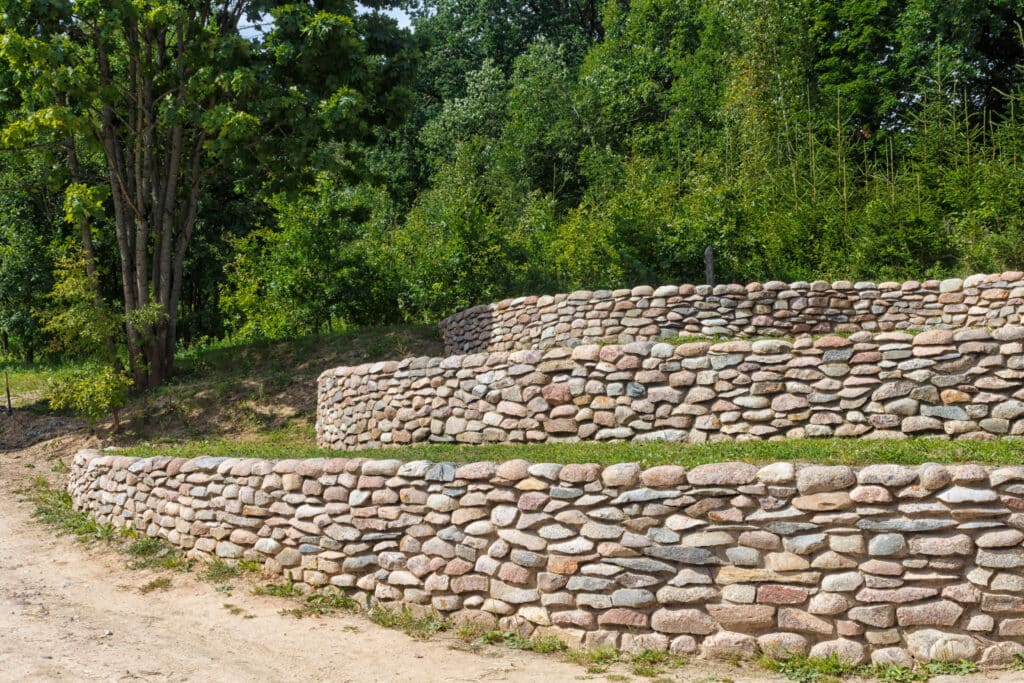 Stone Terraces and Greenery in the Countryside